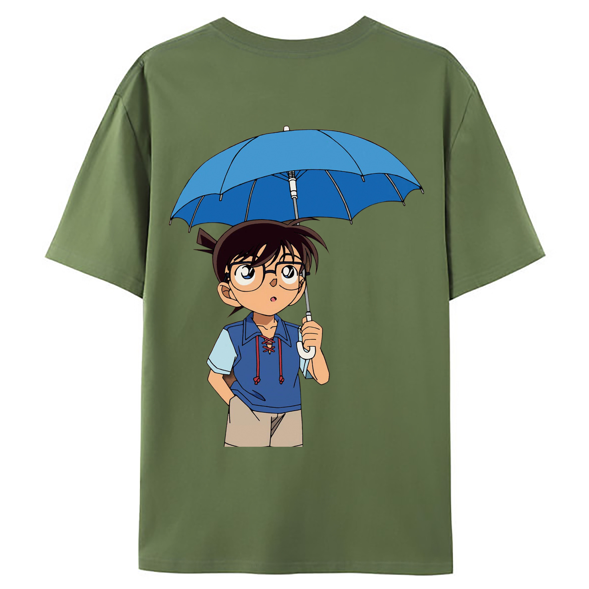 （画像用） 名探偵コナン 江戸川 コナン Detective Conan Conan Edogawa 綿100％ メンズ半袖Tシャツ（バックプリント） 通気性